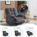 Manual recliner, ergonomic breathable fabric recliner with side pockets, single sofa, suitable for living room bedroom