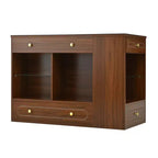Closet Island with 6 Drawers, Glass Display Top & Open Shelves