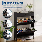 Modern Wooden Shoe Storage Cabinet, Adjustable Shelf, Freestanding Modern Design, for Hallway, Living Room