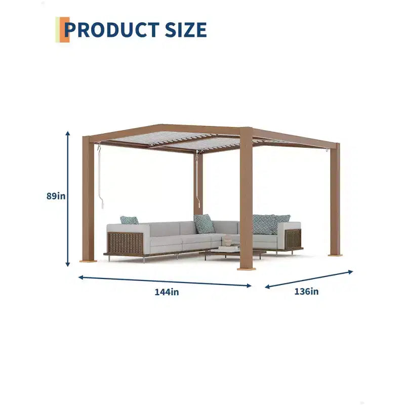 11x13 Outdoor Pergolas with Adjustable Louvered Roof, Reinforced Aluminum Frame, Outdoor Gazebo for Deck Patio Backyard Garden