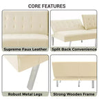 Tufted Split Back Futon Sofa Bed, Convertible Sofa bed with Chrome Legs