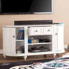 SEI Furniture Wells Modern Farmhouse White Media TV Stand for TVs up to 46
