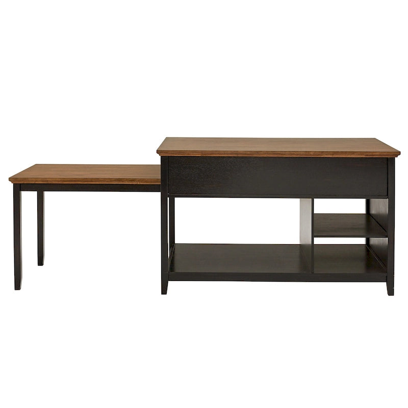 Eleanor Two-Tone Antique Finish Extendable Kitchen Island with 3 Drawers by iNSPIRE Q Classic