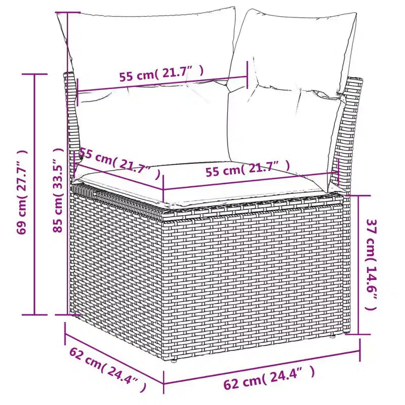 vidaXL 4 Piece Patio Sofa Set with Cushions Poly Rattan Acacia