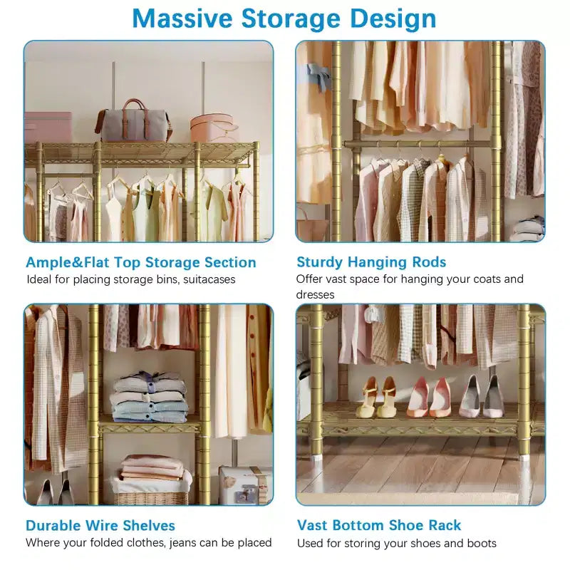 Extra Large Portable Closet Rack Heavy Duty Clothes Rack Max Load 1300 lbs