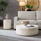 Round Coffee Table Faux MARS Pattern Cocktail Table Center Table Accent Table Sofa Side Table End Table - ModernLuxe