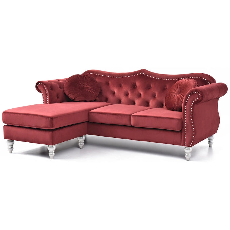 Hollywood Velvet Sofa with Reversible Chaise
