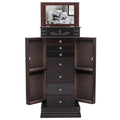 Stylish Jewelry Armoire with Mirror and Necklace Hooks - 18.5 x 12 x 42