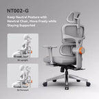 Newtral Ergonomic Office Chair with Footrest - 4D Armrest Recliner Chair - NT002+LAPD-GRAY