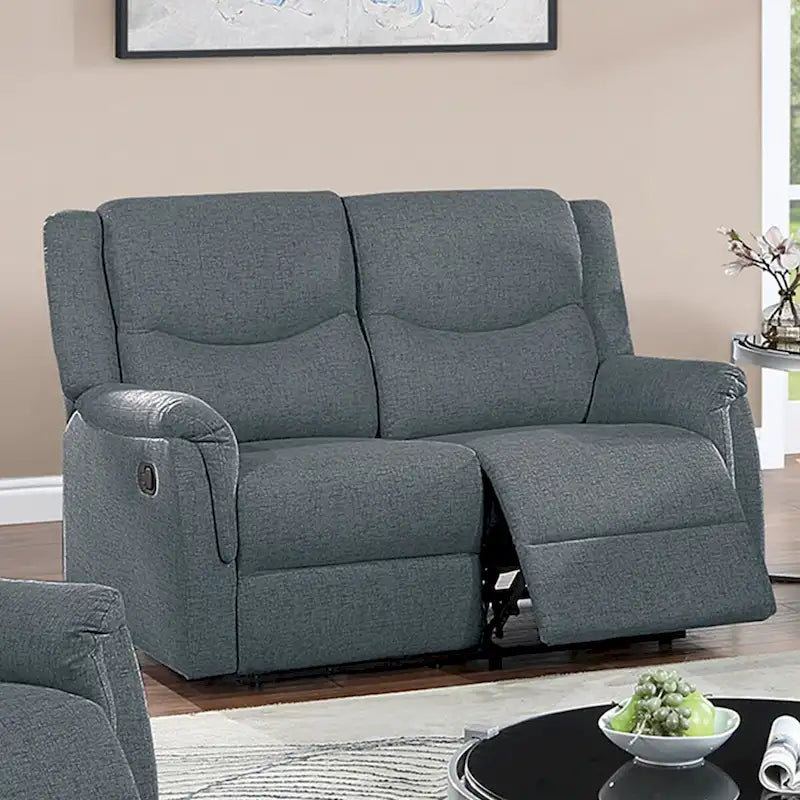 Burlap-Like-Fabric Upholstered Manual Motion Reclining Loveseat