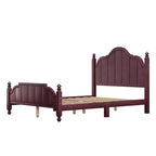 Vintage Queen Platform Bed Frame - Solid Pine, MDF Headboard, No Box Spring Needed
