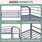 Full Metal Bunk Bed Low Height Safety Design with Guardrails, Angled Ladder and Underbed Storage