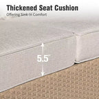 Captiva Designs 6 Piece Luxury Wicker Patio Conversation Sofa Set with Curved Armrests with Cushions