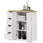 HOMCOM Bathroom Floor Cabinet with Adjustable Shelf, Freestanding Bathroom Storage Cabinet with 4 Drawers and 2 Doors, White