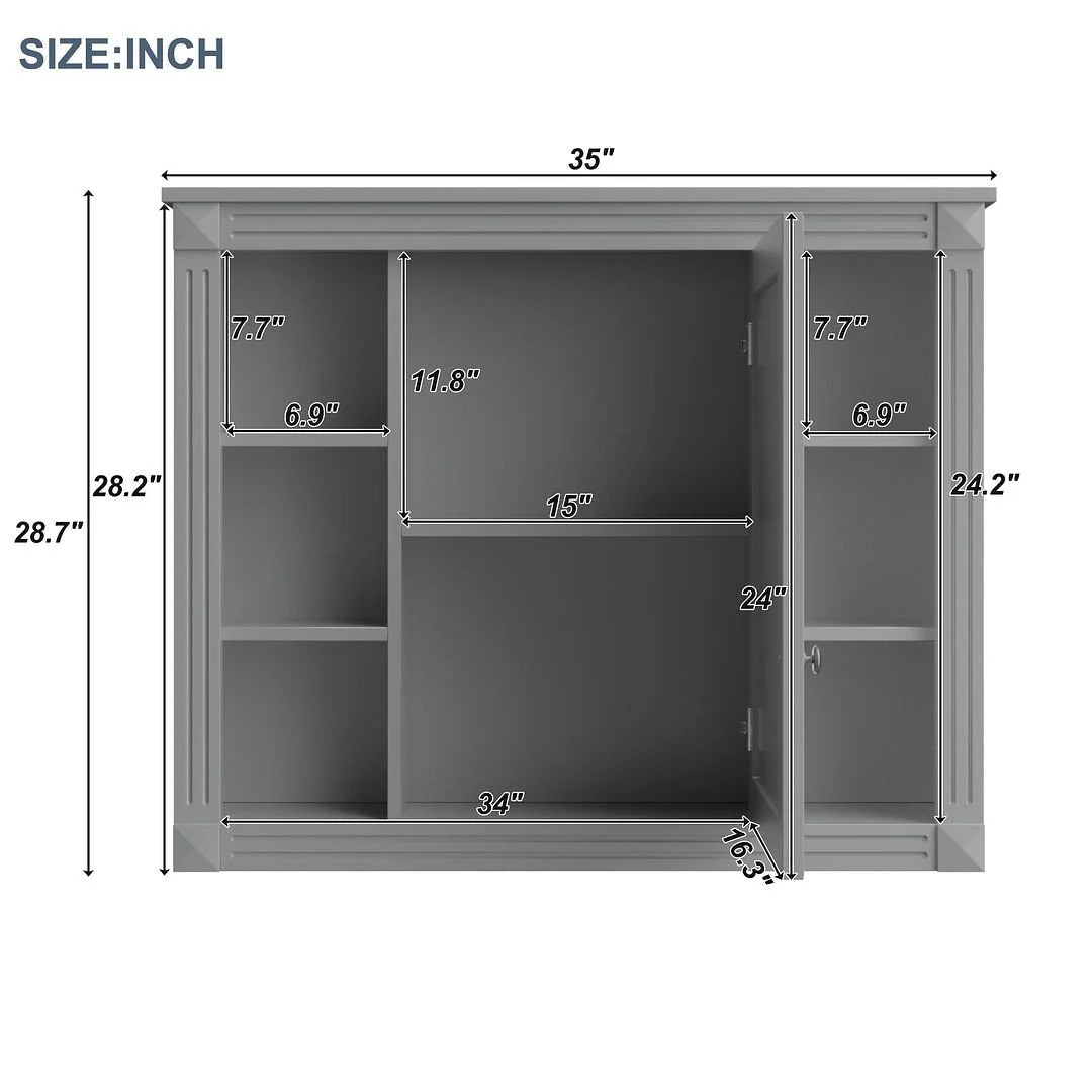 36 Modern Bathroom Vanity with Top Sink and Mirror Cabinet,2 Doors and 2 Drawers