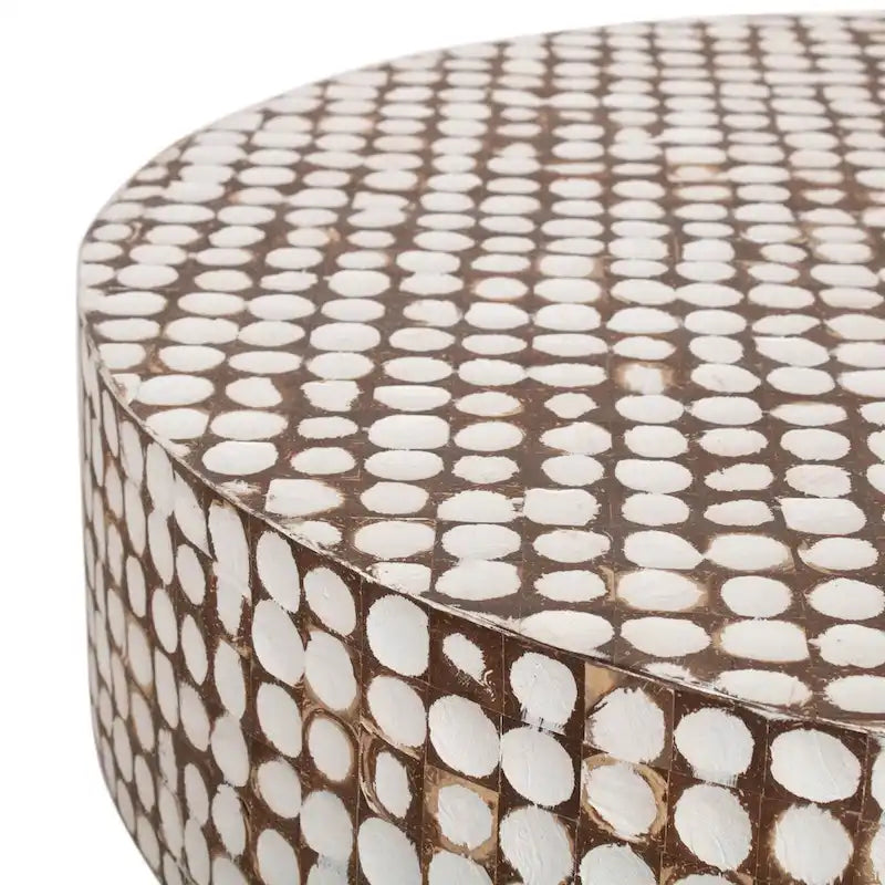 Mila Coconut Shell Round Pedestal Coffee Table by East at Main