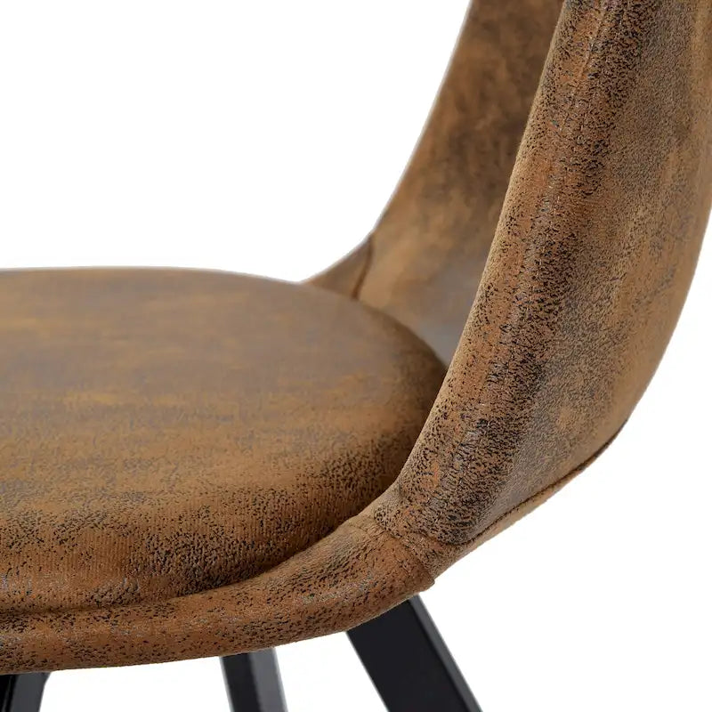 Dining Chair Set of 4 Suede Fabric Side Seating with Black Metal Legs