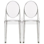 Stackable Mid Century Modern Crystal Clear Side Chairs Dining Living Room Transparent No Arms Accent Desk
