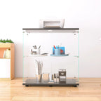 Two-door Glass Display Cabinet 2 Shelves with Door