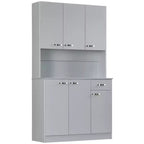 71 Kitchen Pantry Cabinet, Tall Storage Cabinet with Microwave Stand, Modern Kitchen Hutch,3 Adjustable Shelves for Living Room, Dining Room