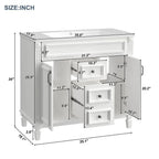 36 Modern Bathroom Vanity with Top Sink and Mirror Cabinet,2 Doors and 2 Drawers