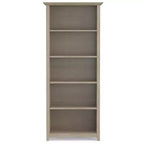 70 Five-Shelf Solid Wood Bookcase - Lacquered Pine, 4 Adjustable Shelves