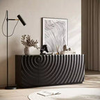 59 Modern Spiral Sideboard Buffet Cabinet, Low Profile Art Entryway Storage Cabinet with 3D Ripple Texture Doors