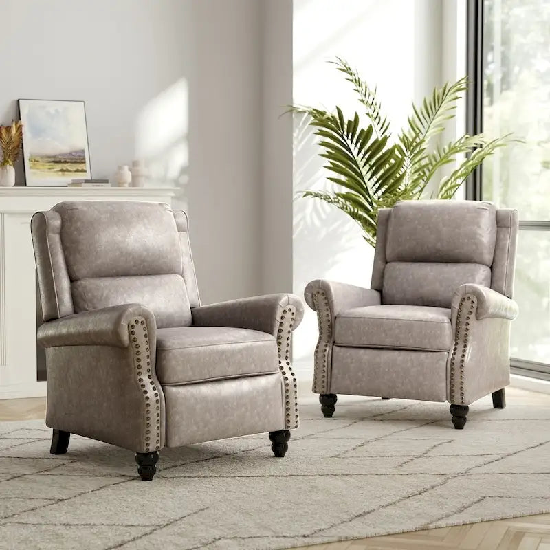 2 Set Modern Padded Seat Recliner Chair with PU Leather/Fabric