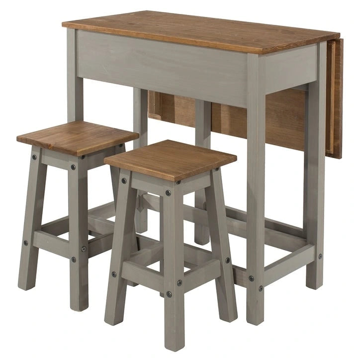 Solid Pine Drop Leaf Table 3-piece Dining Set