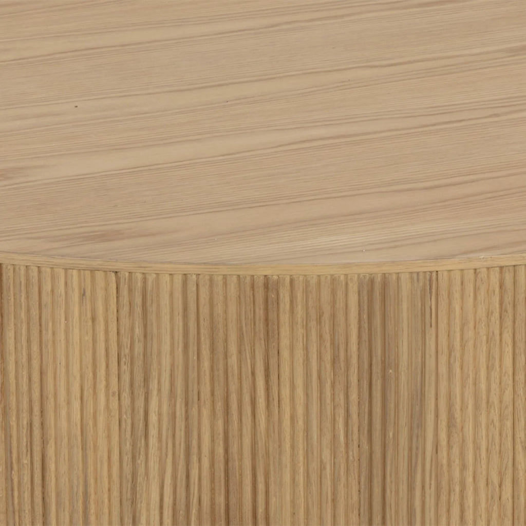 Rustic Oak Coffee Table with Fluted | Brushed Gold Finish