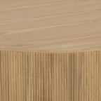 Rustic Oak Coffee Table with Fluted | Brushed Gold Finish
