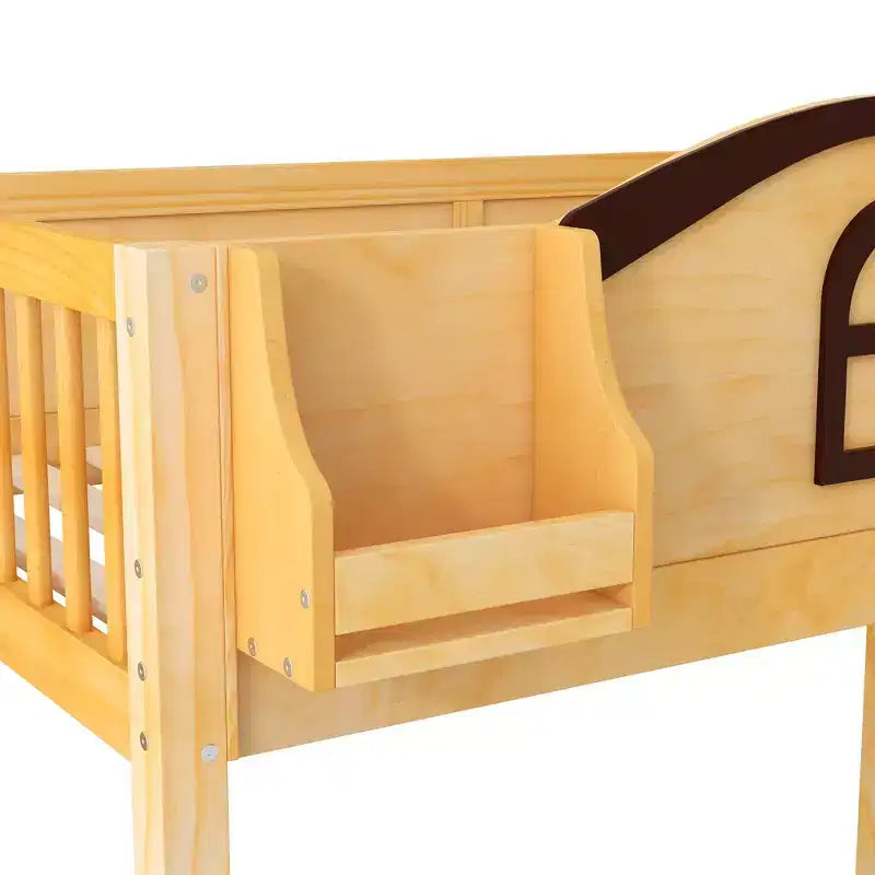 Twin over Full Bunk Bed with Slide, Shelves, Storage Staircase and Wardrobe for Kids Room