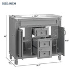 36 Modern Bathroom Vanity with Top Sink and Mirror Cabinet,2 Doors and 2 Drawers