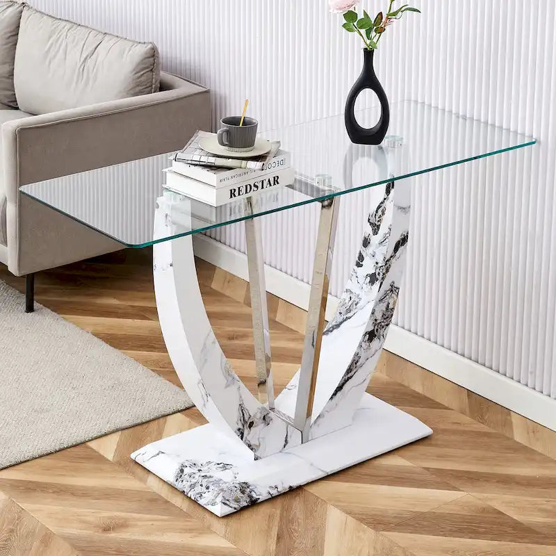 Modern and simple rectangular glass console table