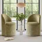 Modern Chenille Upholstered Swivel Accent Chair with Casters, Armless Rolling Lounge Chair for Living Room, Bedroom, or Home Office-Panipeachy