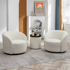 KINWELL 34 Wide Upholstered Swivel Accent Barrel Chair (Set of 2)