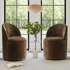 Modern Chenille Upholstered Swivel Accent Chair with Casters, Armless Rolling Lounge Chair for Living Room, Bedroom, or Home Office-Panipeachy