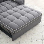 Velvet Convertible 55 2-Seater Sleeper Sofa with Pull-Out Bed, Adjustable Recline, Side Pockets, and Phone Holder