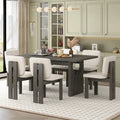 7-Piece Transitional Wooden Dining Set with Rectangular Table & 6 Chairs