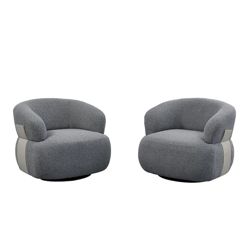 Kieon 33W 360 Swivel Modern Barrel Chair Accent Chair Set of 2