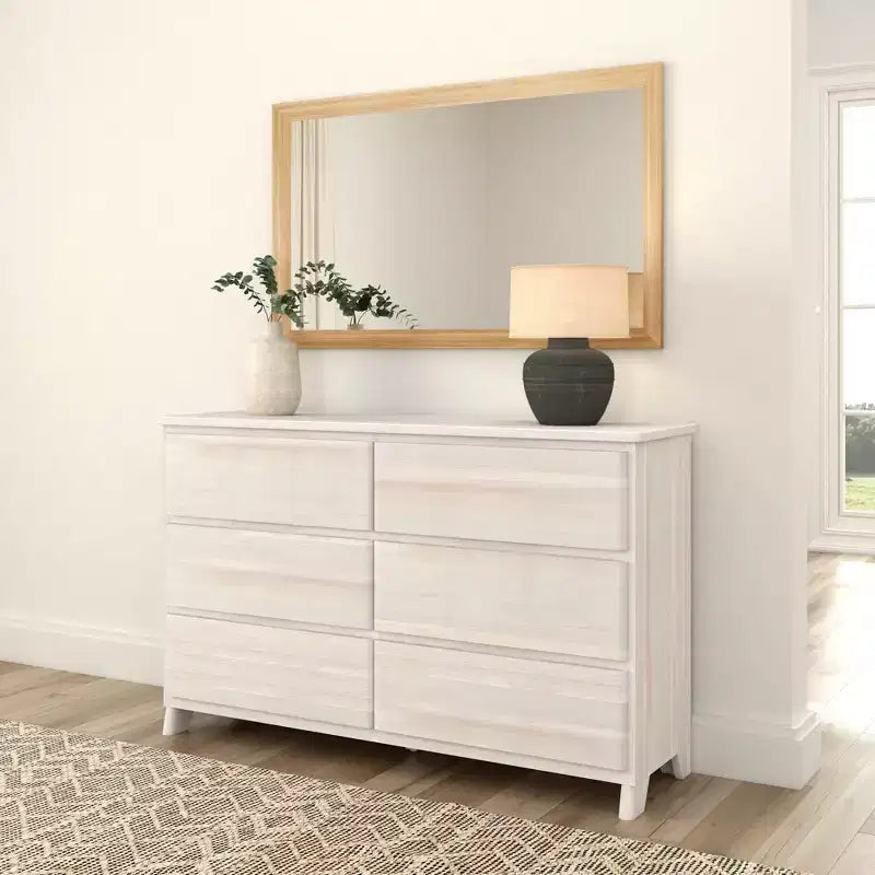 Solid Wood Farmhouse 6 Drawer Dresser