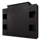 Luxystar Modern Queen Murphy Bed with 10 Storage Shelves and Upholstered Headboard, Black