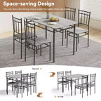 Dyonery Rectangular Dining Table Set for 4,5-Piece Kitchen Table and 4 Chairs,Dining Room Table Set,Space-Saving Kitchen Table Set for Small Space