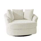 DREAMSIDEA Recessed Arm Slipcovered Swivel Barrel Chair