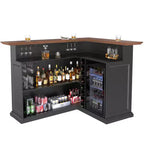GDLF L Shaped Home Bar Cabinet with Fridge Space, Oversized Modern Basement Bar Table
