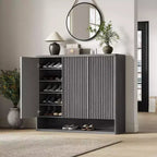 Shoe Cabinet with Fluted Door, Adjustable Shelves for Entryway Living Room