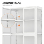 Four Glass Door Storage Cabinet with Adjustable Shelves and Feet Cold-Rolled Steel Sideboard Furniture