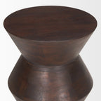 Bohemian Mango Wood Side Table with Geometric | Dark Brown