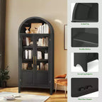 71 Tall Arched Storage Cabinet with 2 Acrylic Doors and Shelves for Living Room