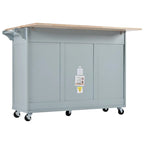 Kitchen Island with Foldable Counter Top, Kitchen Storage Cart with Slide-Out Shelf, Towel Rack and Drawer, Rolling Wheels
